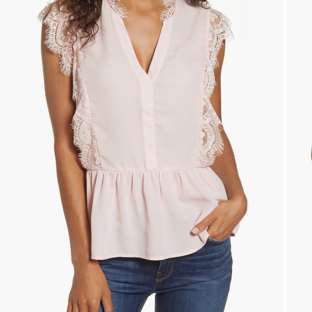 Gibson White Lace Accent Blouse